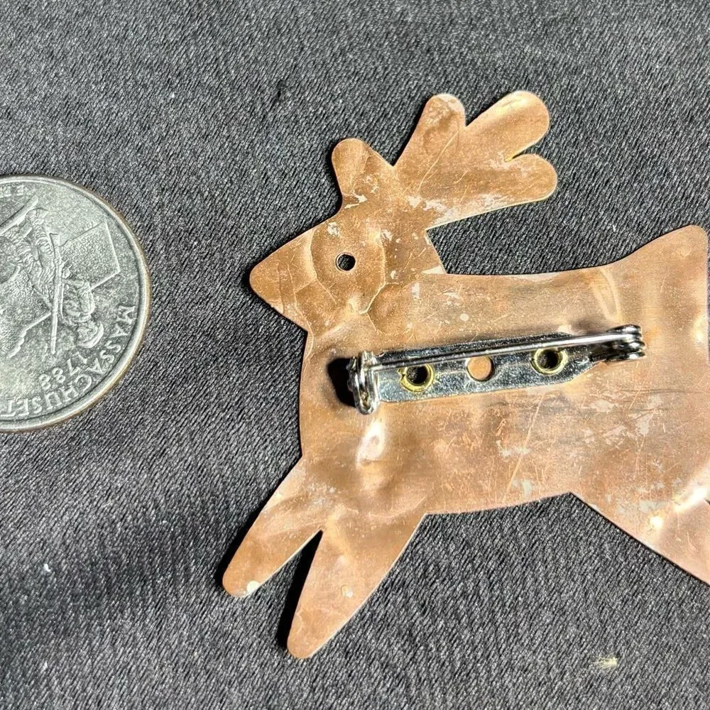 🎄❤️🎄 NEW Art Deco Reindeer Christmas Brooch NWOT   See photos for size and